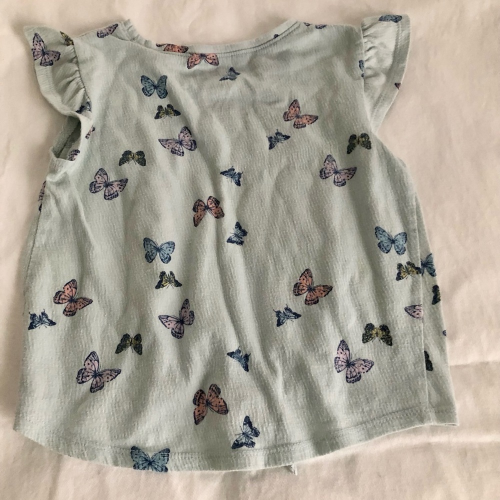 Jumping Beans Blue Butterfly Print Kids Blouse Top